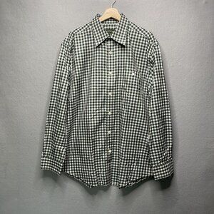 Orvis Mens Green & White Checkered Button-Up Shirt Long Sleeve Size L